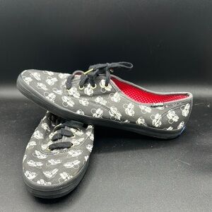 Black and White Keds Minnie Mouse Print Low Sneaker size 10